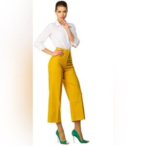 LOFT Mustard Yellow Wide Legs Capry Pants